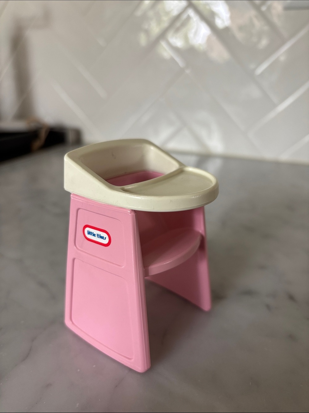Vintage Little Tikes Pink Doll House High Chair with Cream Tray